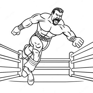 Page A Colorier Dun Lutteur De La Wwe Sautant Sur Un Adversaire 8155-6622