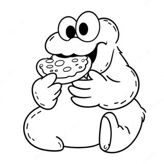 Page A Colorier De Cookie Monster Drole Mangeant Des Cookies 822-658