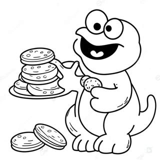 Page A Colorier De Cookie Monster Drole Mangeant Des Cookies 822-660