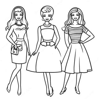 Page A Colorier De Mode Retro De Barbie 8266-6703