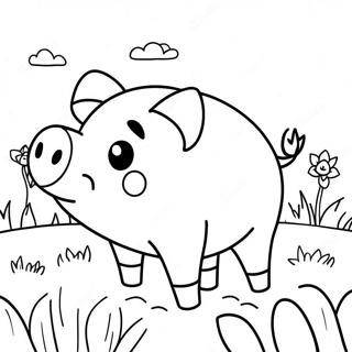 Page A Colorier Dun Cochon Mignon Dans Un Champ 8296-6725