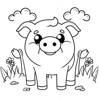 Page A Colorier Dun Cochon Mignon Dans Un Champ 8296-6726