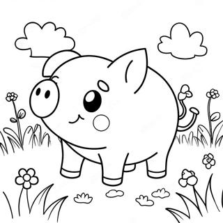 Page A Colorier Dun Cochon Mignon Dans Un Champ 8296-6727