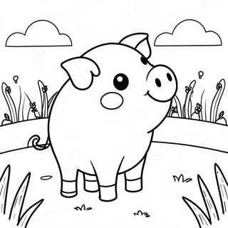 Page A Colorier Dun Cochon Mignon Dans Un Champ 8296-6728