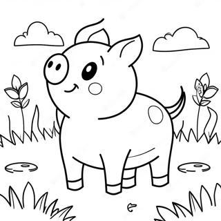 Page A Colorier Dun Cochon Mignon Dans Un Champ 8296-6805