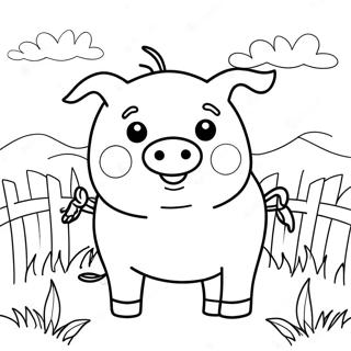 Page A Colorier Dun Cochon Mignon Dans Un Champ 8296-6806