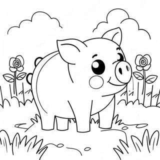 Page A Colorier Dun Cochon Mignon Dans Un Champ 8296-6807