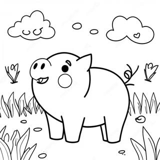 Page A Colorier Dun Cochon Mignon Dans Un Champ 8296-6808