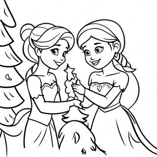 Page A Colorier Elsa Et Anna Decorant Un Sapin De Noel 8336-6764