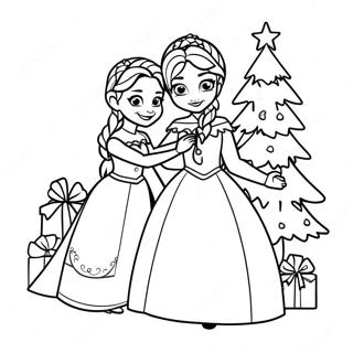 Page A Colorier Elsa Et Anna Decorant Un Sapin De Noel 8336-6844