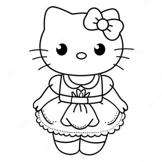 Page A Colorier Hello Kitty Dans Une Jolie Robe 8406-6891