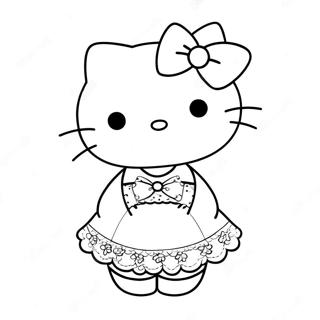 Page A Colorier Hello Kitty Dans Une Jolie Robe 8406-6892