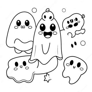 Page A Colorier Des Fantomes Kawaii Mignons Pour Halloween 8476-6946