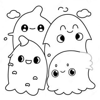 Page A Colorier Des Fantomes Kawaii Mignons Pour Halloween 8476-6947