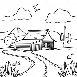 Page A Colorier Paysage Rustique Du Texas 8676-7108