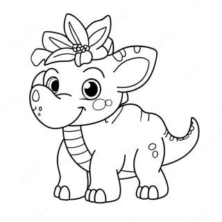 Page A Colorier De Triceratops Mignon Avec Des Fleurs 8957-7324