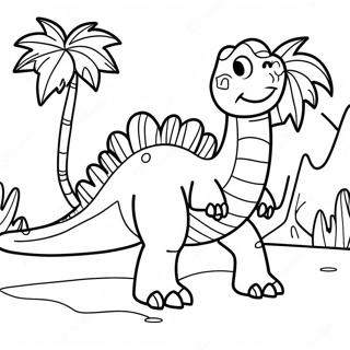 Aventures De Feuilles De Dinosaures Pages À Colorier