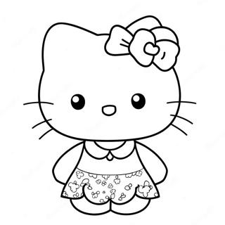 Page A Colorier Hello Kitty Dans Une Robe Mignonne 9217-7529