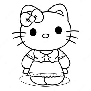 Page A Colorier Hello Kitty Dans Une Robe Mignonne 9217-7530