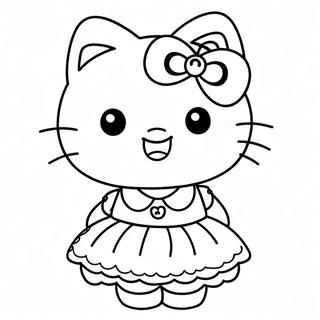 Page A Colorier Hello Kitty Dans Une Robe Mignonne 9217-7531