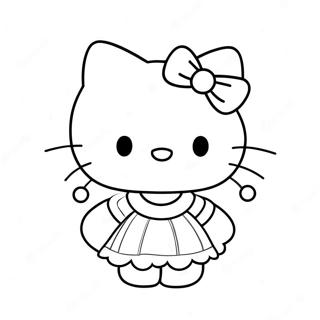 Page A Colorier Hello Kitty Dans Une Robe Mignonne 9217-7532