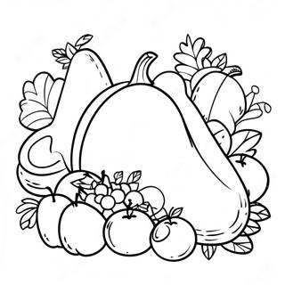 Page A Colorier Corne Dabondance De Thanksgiving Avec Des Fruits 9297-7593