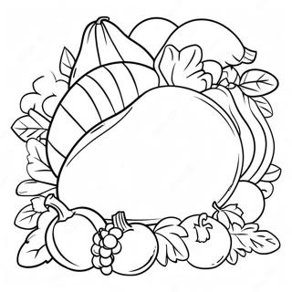 Page A Colorier Corne Dabondance De Thanksgiving Avec Des Fruits 9297-7596