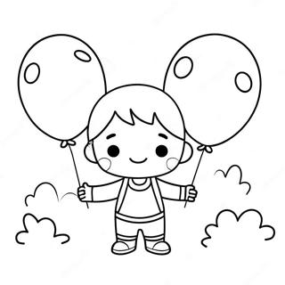 Page A Colorier Garcon Mignon Avec Des Ballons En Forme De Coeur 9397-7675