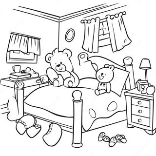 Page A Colorier Chambre Douillette Avec Des Ours En Peluche 9447-7714