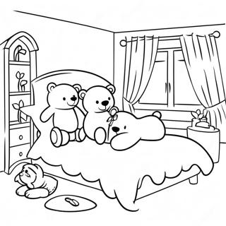 Page A Colorier Chambre Douillette Avec Des Ours En Peluche 9447-7716