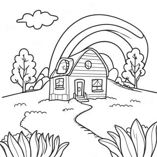 Page A Colorier De La Scene Charmante De La Petite Maison Dans La Prairie 9527-7773