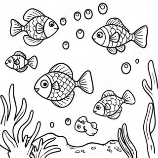 Page A Colorier De Poisson Colore Nageant Dans Un Recif De Corail 9537-7781