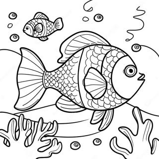 Page A Colorier De Poisson Colore Nageant Dans Un Recif De Corail 9537-7783