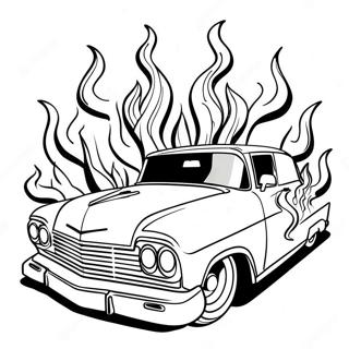 Page A Colorier De Lowrider Classique Avec Flammes 9567-7805