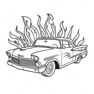 Page A Colorier De Lowrider Classique Avec Flammes 9567-7806