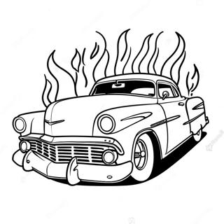 Page A Colorier De Lowrider Classique Avec Flammes 9567-7807