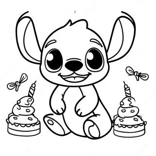 Anniversaire De Stitch Pages À Colorier