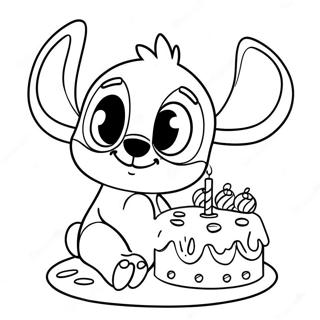 Page A Colorier Stitch Avec Un Gateau Danniversaire 9697-7909