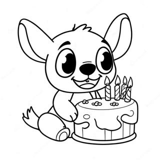 Page A Colorier Stitch Avec Un Gateau Danniversaire 9697-7911