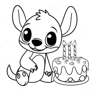 Page A Colorier Stitch Avec Un Gateau Danniversaire 9697-7912