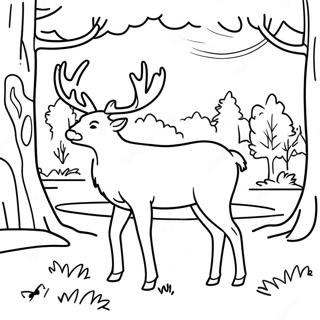 Page A Colorier De Scene De Chasse Avec Un Cerf 971-775