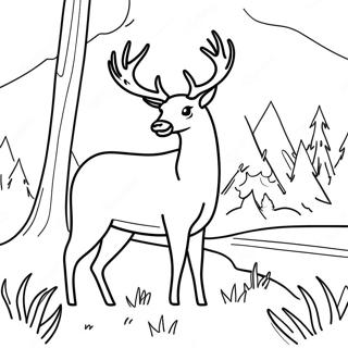 Page A Colorier De Scene De Chasse Avec Un Cerf 971-776