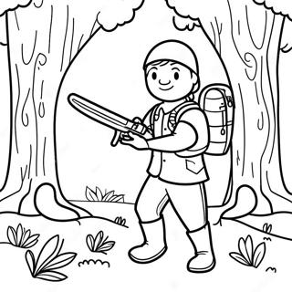 Page A Colorier Dun Chasseur Aventurier Dans La Foret 972-777