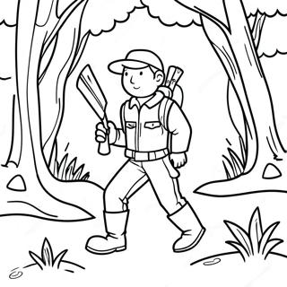 Page A Colorier Dun Chasseur Aventurier Dans La Foret 972-778