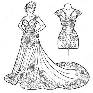 Coquette Elegante Avec Robe Florale Page A Colorier 9767 8040