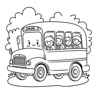 Page A Colorier Dun Bus Scolaire Mignon Avec Des Enfants Heureux 9977-8205