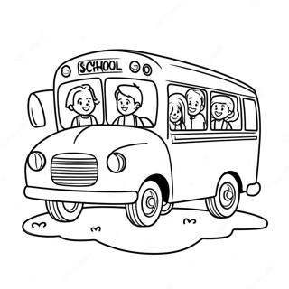 Page A Colorier Dun Bus Scolaire Mignon Avec Des Enfants Heureux 9977-8207