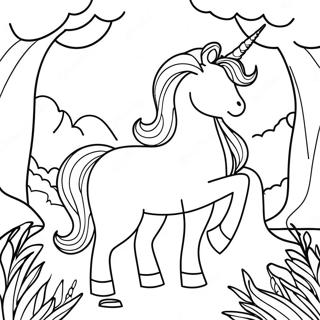 Page A Colorier De Licorne Majestueuse Dans Une Foret Magique 9987-8213